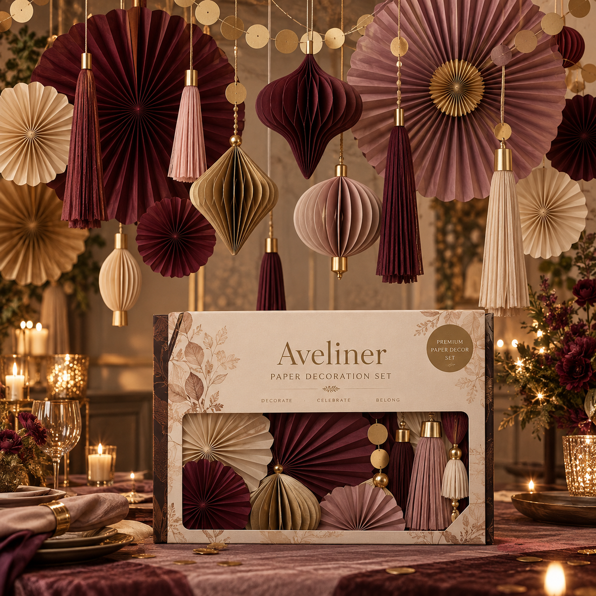 Aveliner™ Ivory Harmony Paper Decoration Set Usage Scenario