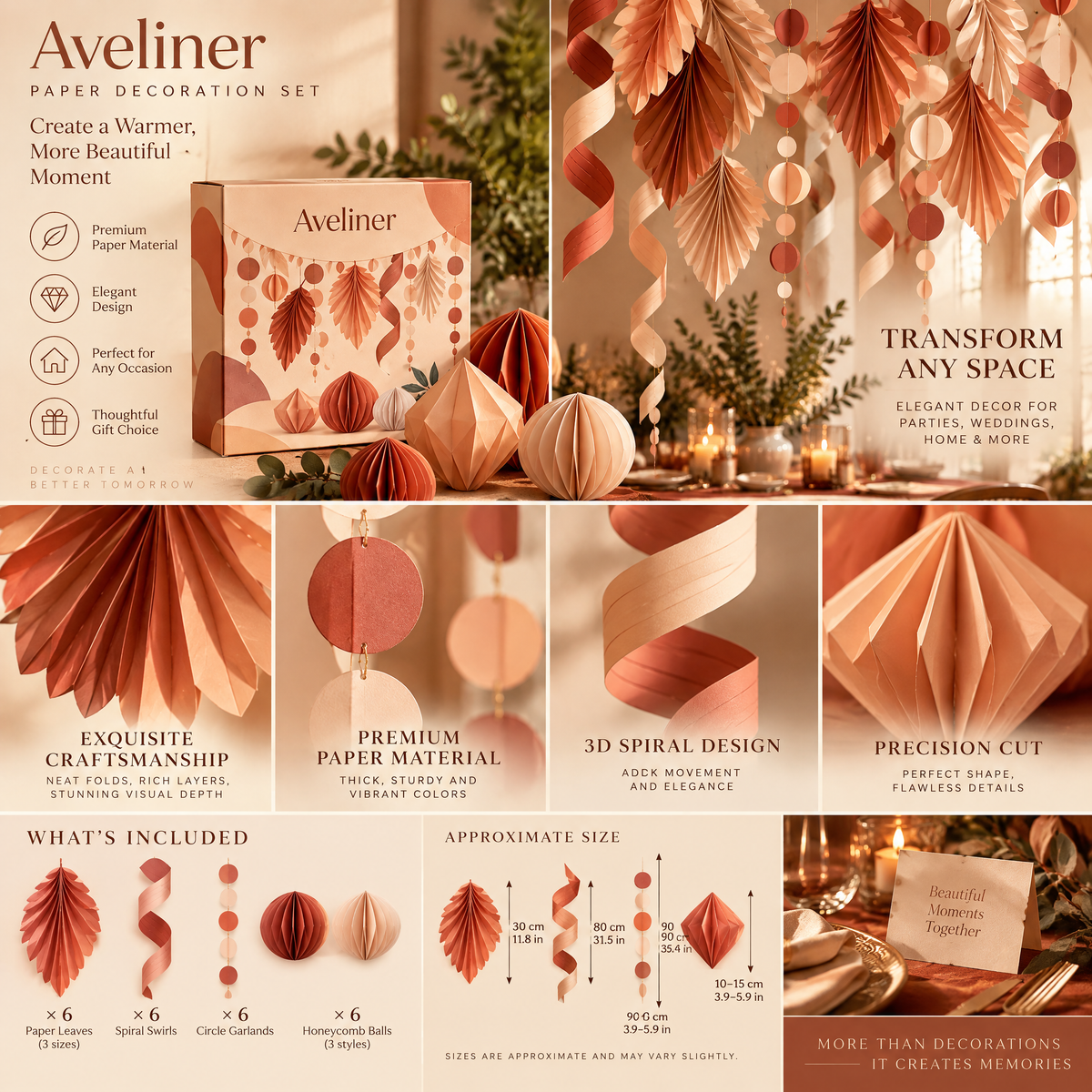 Aveliner™ Heritage Floral Paper Decor Set