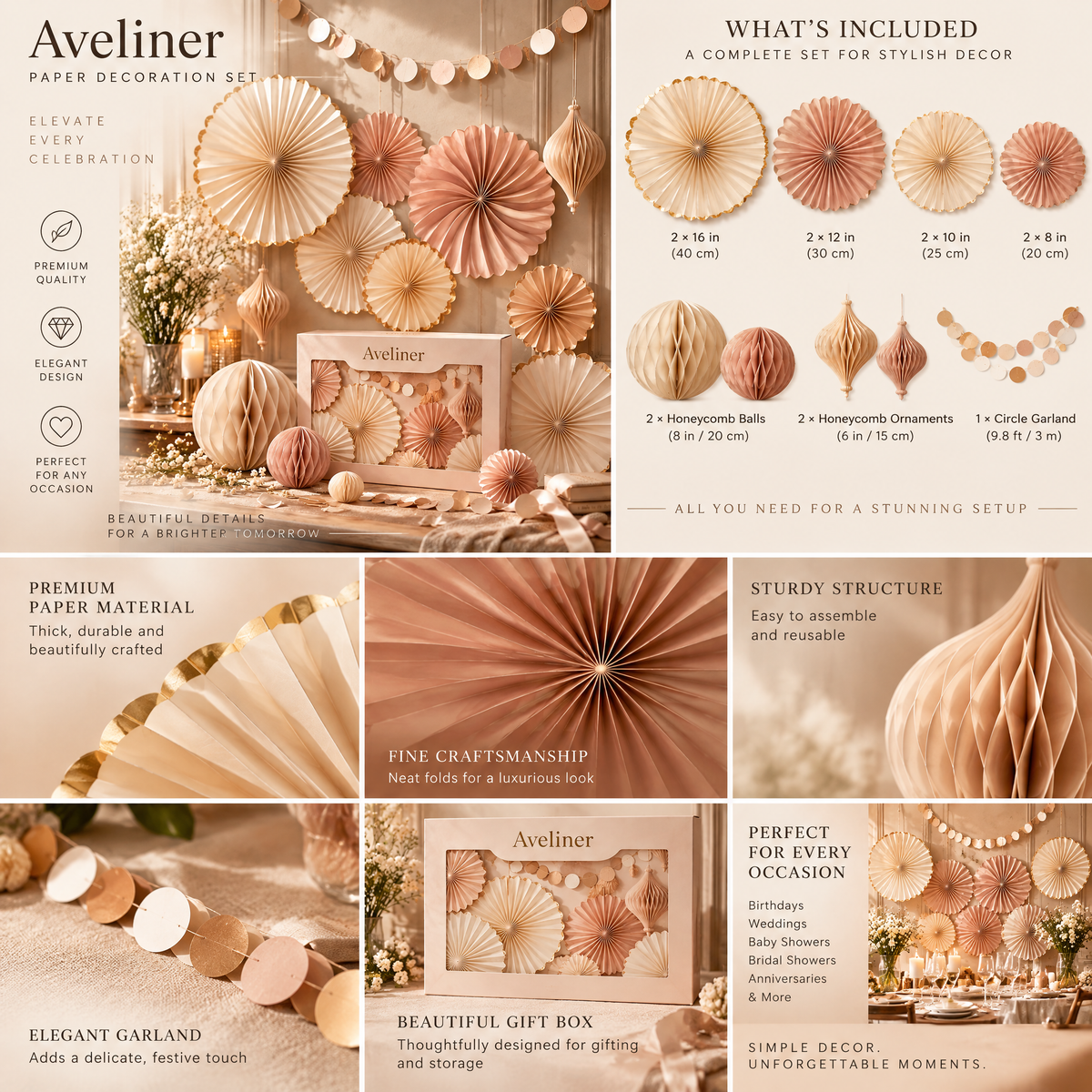Aveliner™ Blush Romance Party Decoration Set